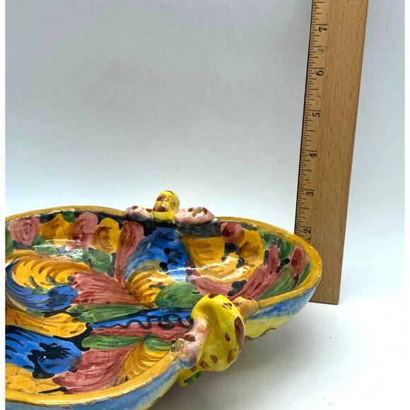 Vintage Italian Majolica Jardiniere Figural Handles Red Clay signed Italy 1509 - Picture 10 of 10